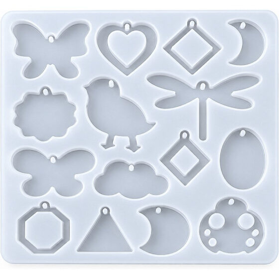 14-Cavity Butterfly, Bird and Assorted Pendant Silicone Mould