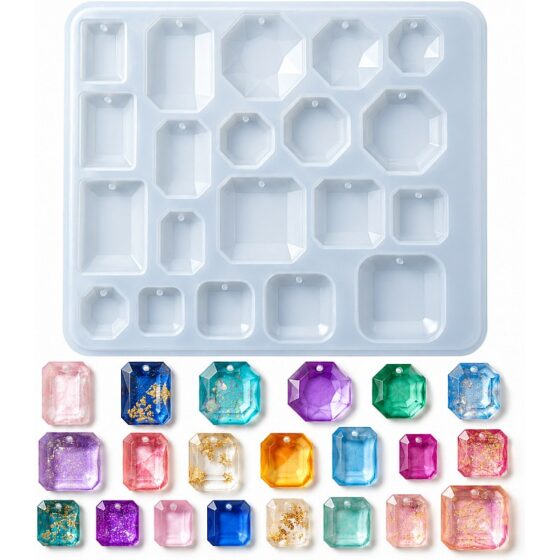 20-Cavity Faceted Gemstone Pendant Silicone Mould