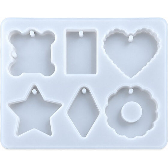 6-Cavity Teddy Bear, Heart and Geometric Pendant Silicone Mould