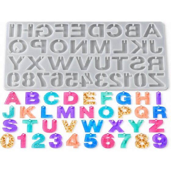 Alphabet & Numbers Keyring Silicone Mould