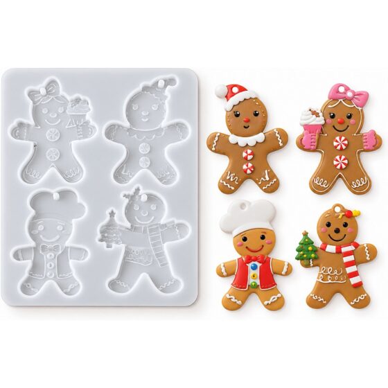 Christmas Gingerbread Characters Silicone Mould