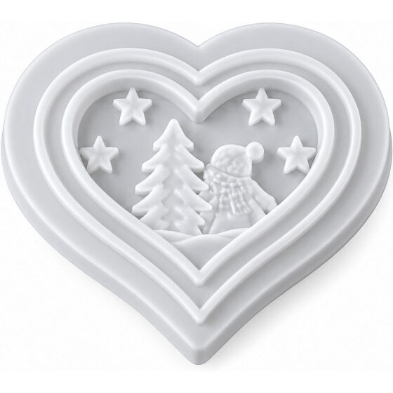 Christmas Heart Winter Scene Silicone Mould