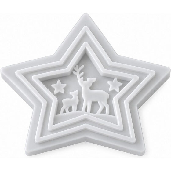 Christmas Star Reindeer Scene Silicone Mould