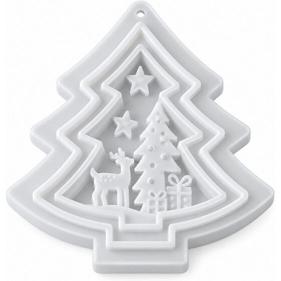 Christmas Tree Reindeer Scene Silicone Mould