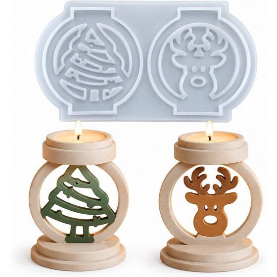 Christmas Tree & Reindeer Tealight Holder Silicone Mould