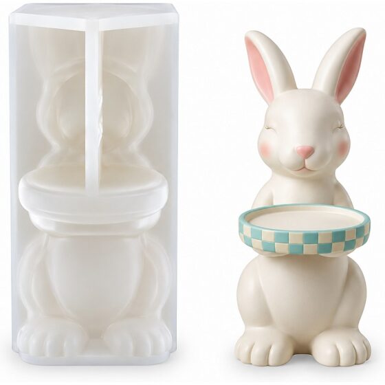 Easter Bunny Holding Tray Silicone Mould