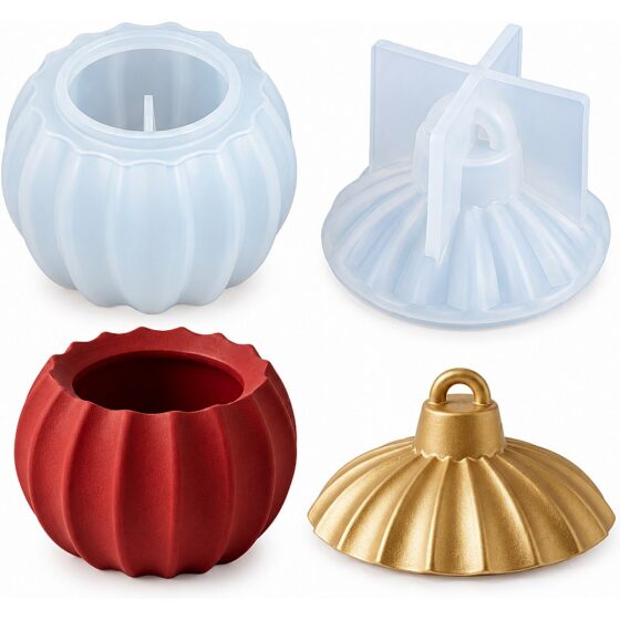 Fluted Round Trinket Bowl with Lid Silicone Mould Set