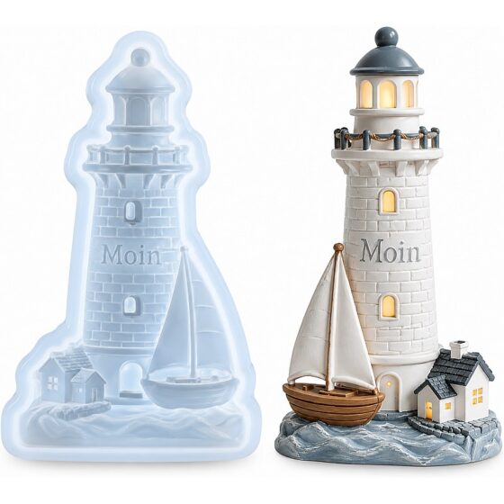 Lighthouse and Sailing Boat Coastal Decoration Silicone Mould
