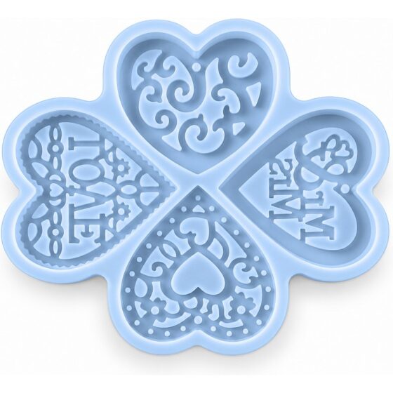 Love & Mr & Mrs Decorative Heart Silicone Mould
